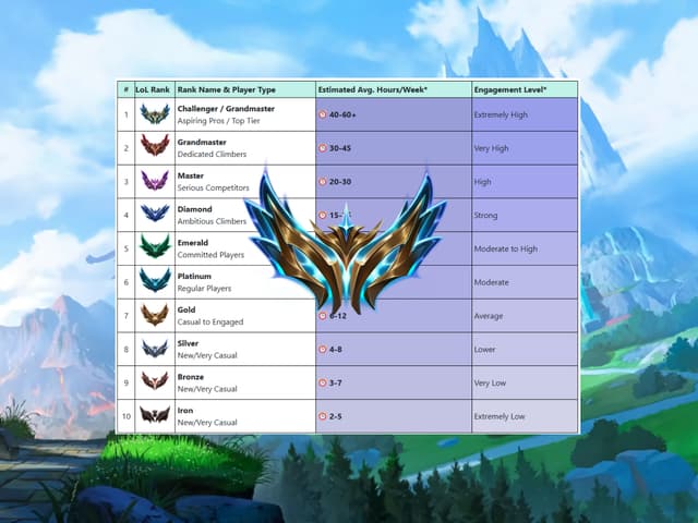 LoL Weekly Playtime by Rank (Statistic)