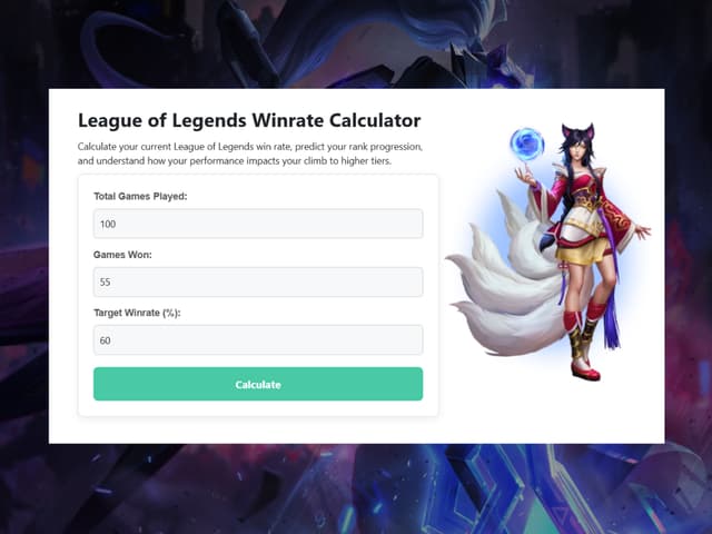 League of Legends Winrate Calculator (WR Calculator)
